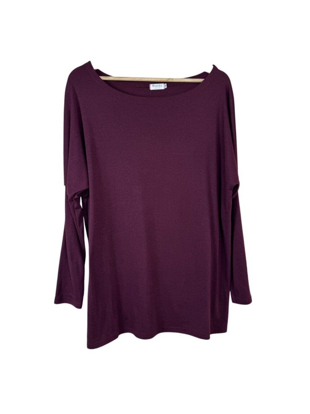 Poetsky Burgundy Long Sleeve T Shirt Women's Size Med Dolman Sleeve Casual Cozy